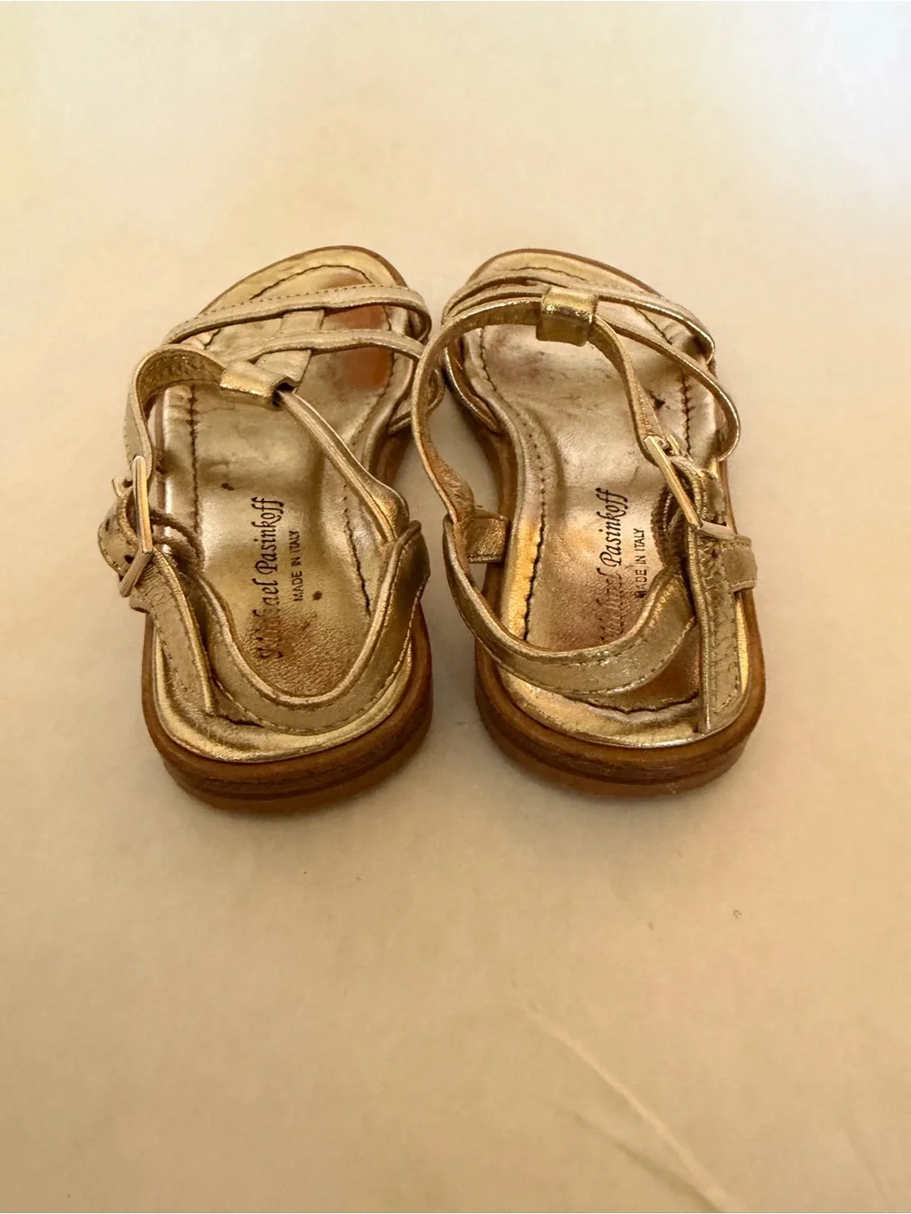 Girls Gold T-Strap Comfort Sandals